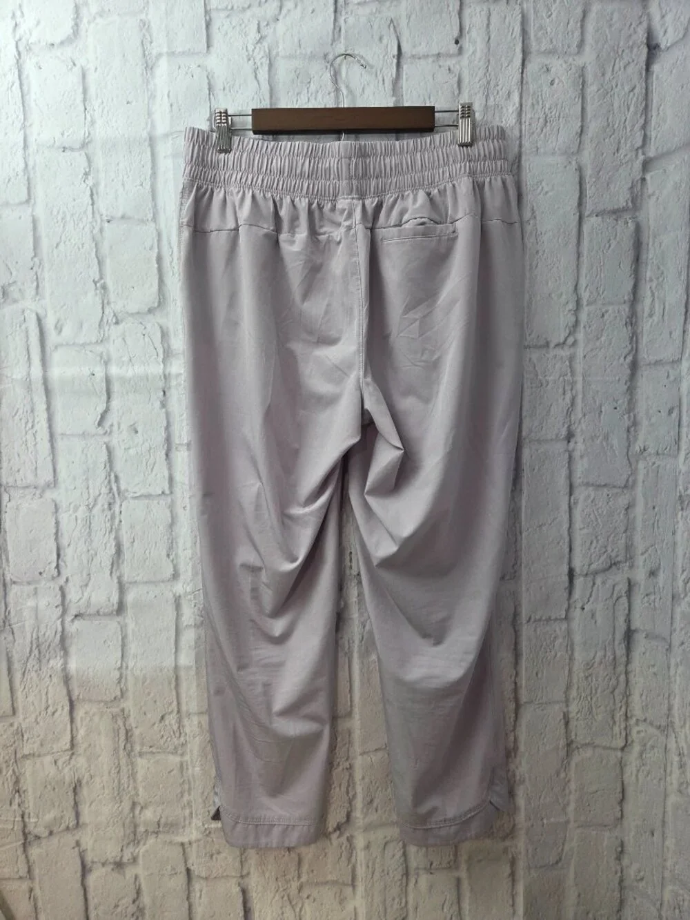 Apana Large Light Lavender Gray Drawstring Scalloped Jogger Pants Spring Casual